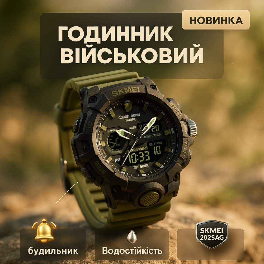 Часы туристические для выживания SKMEI 2225AG, Брендовые мужские часы Стильные армейские IC-19 Львов - изображение 6