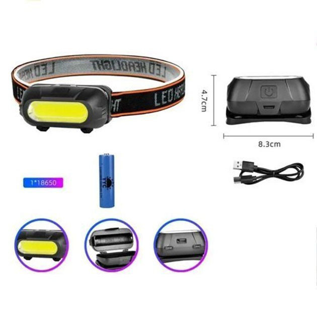 Led ліхтар на голову KX-213-COB, Тактичний налобний ліхтар на акумуляторі, Ліхтарик побутовий налобний FJ-36 Львів - фото 4