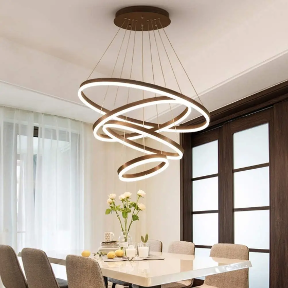 Світлодіодна люстра Олімпія PJ812С-4 40+60+80+100см (4 кільця) Коричнева Київ