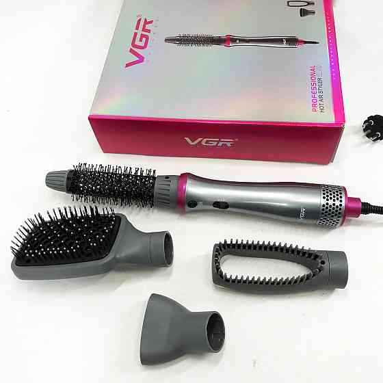 Фен-щітка для гладкого волосся, Малошумний фен для укладання волосся Фен гребінець з насадками KU-98 Івано-Франківськ