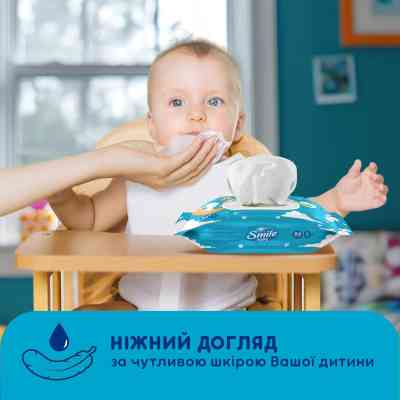 Дитячі вологі серветки Smile baby з алоє, з клапаном, 84 шт (4823071646863) Вінниця
