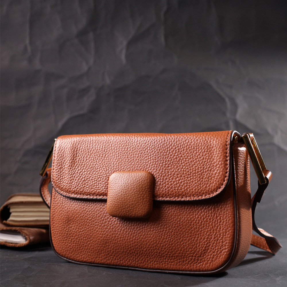 Женская кожаная сумка в руку и через плечо для города Vintage 22390 Коричневая Киев - изображение 20