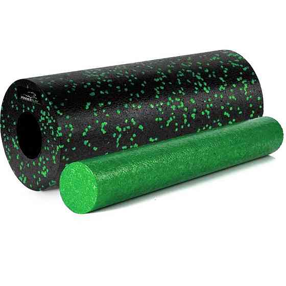 Масажний набір PowerPlay PP_4015 EPP Foam Roller Set 4in1 (2-ва роли + 2-ва м'ячі) Чорно-зелений Кам'янське