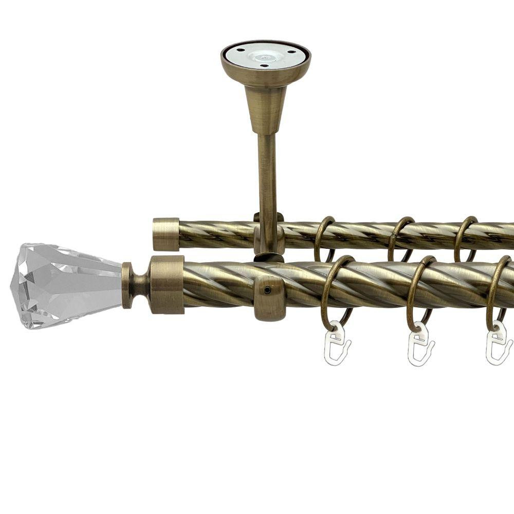 Карниз Orvit Лучетта металевий дворядний відкритий до стелі скручена труба кільце металеве Антик 25\16 мм 240 Львов - изображение 1