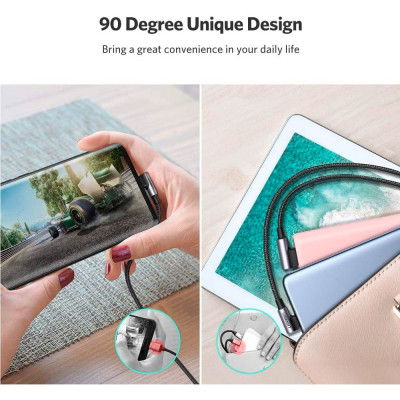 Дата кабель USB 2.0 AM to USB-C 3.0m 3A 90° corner US176 black Ugreen (70875) Вінниця - фото 4