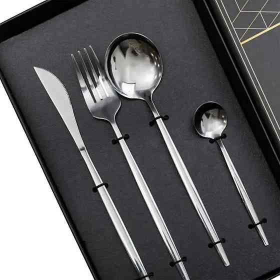 Набір столових приборів 24 предмети набір ложок виделок і ножів на 6 персон Сріблястий HP-20-42 Коломия