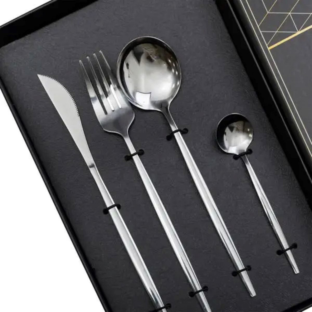 Набір столових приборів 24 предмети набір ложок виделок і ножів на 6 персон Сріблястий HP-20-42 Коломия - фото 3