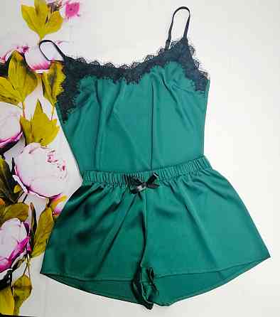 Шовкова піжама із шортами Зелений 50 Харків