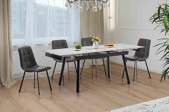 Стіл Бастіон 140 (+30+30)*80, чорний/керам білий Днепр