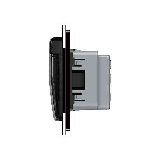 Потрійна електрична розетка вологозахисна з кришкою IP44 з заземленням, LIVOLO, чорна, скляна матова рамка, шторки, 250В 16А Коломия