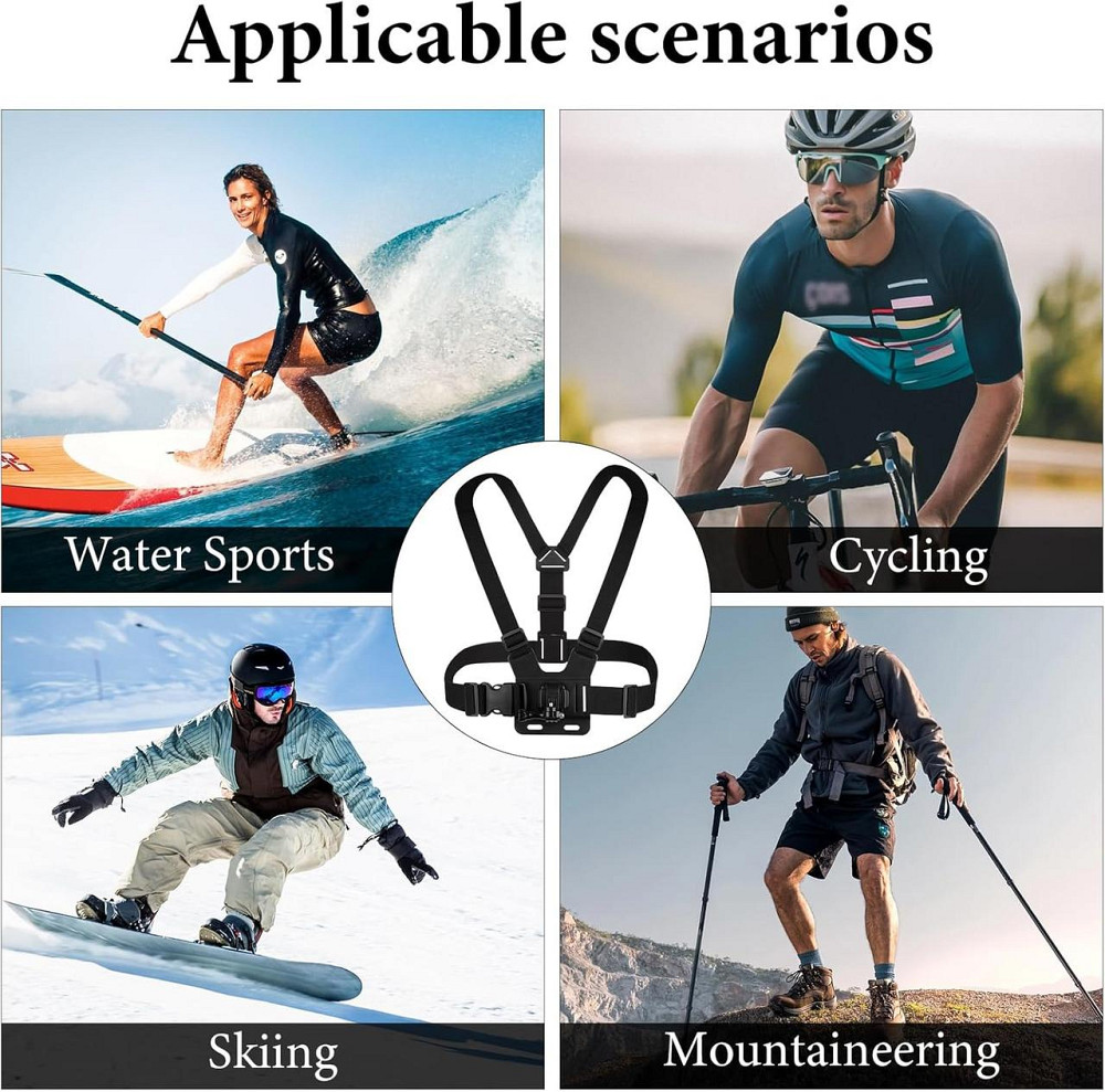 Нагрудный крепеж для экшн-камеры для DJI Osmo, Insta360, GoPro Hero, Pocket 3, ремень регулируемый держатель Киев - изображение 6