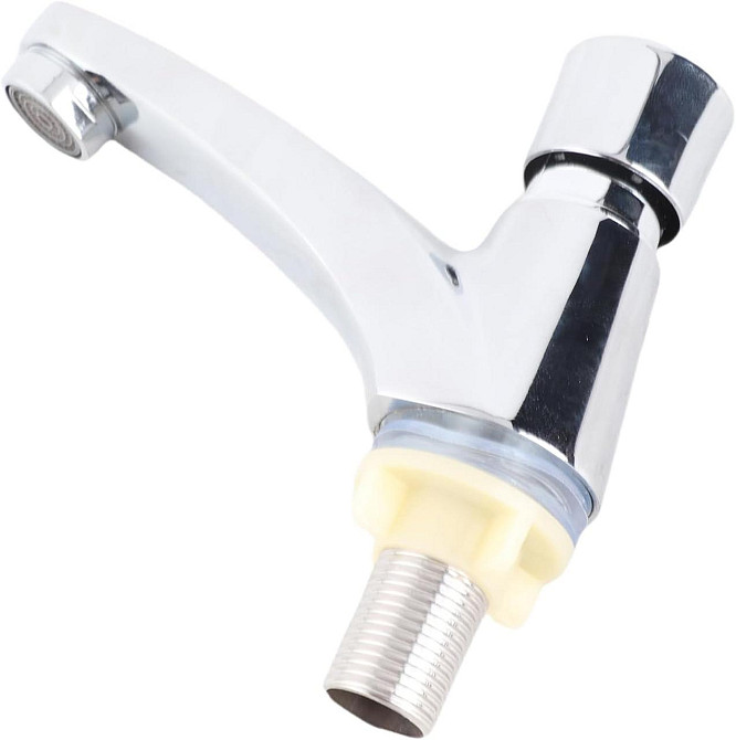 Змішувач для раковини із затримкою часу, автоматичний з таймером авто-закривання для економії води, хромований, латунь Київ - фото 4