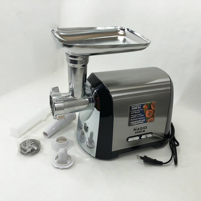 М'ясорубка-соковижималка Magio MG-269 2400 W, М'ясорубки для ресторанів, Бытовая мясорубка WL-387 с насадками Київ - фото 3