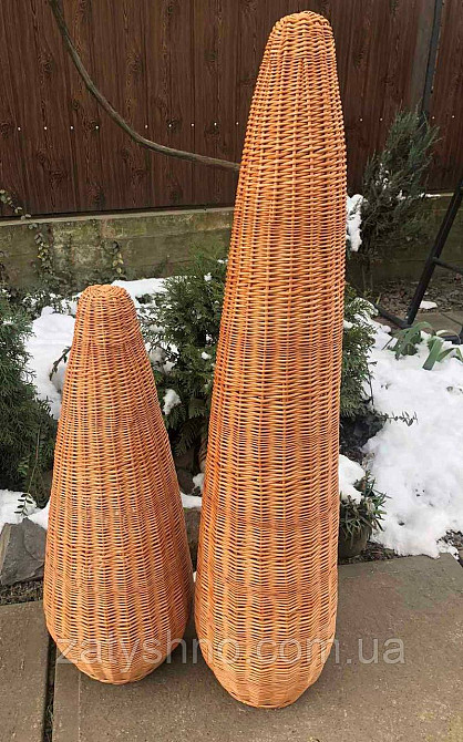 Плетена люстра конусна висока з натуральної лози Київ - фото 1