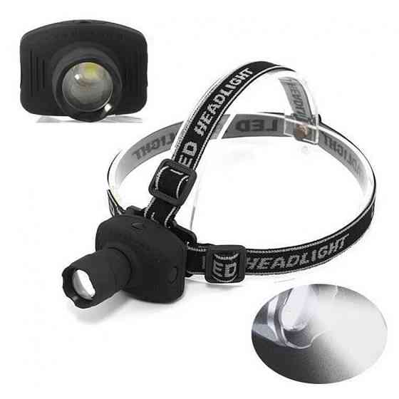 Тактичний налобний ліхтар із зумом BIGEM BM-005 дальністю 100м на батарейках, три режими роботи Кам'янець-Подільський