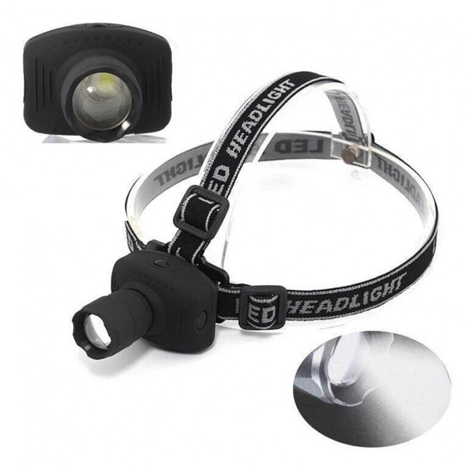 Тактичний налобний ліхтар із зумом BIGEM BM-005 дальністю 100м на батарейках, три режими роботи Кам'янець-Подільський - фото 1