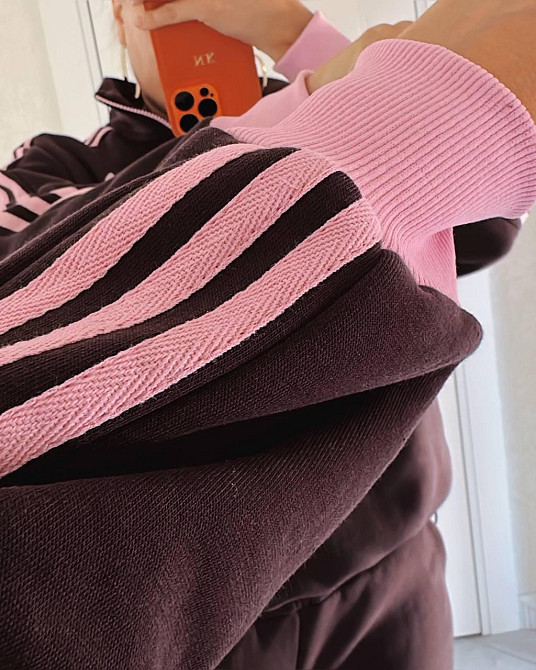 Жіночий теплий прогулянковий костюм двійка з лампасами трьохнитка на флісі Одеса - фото 6