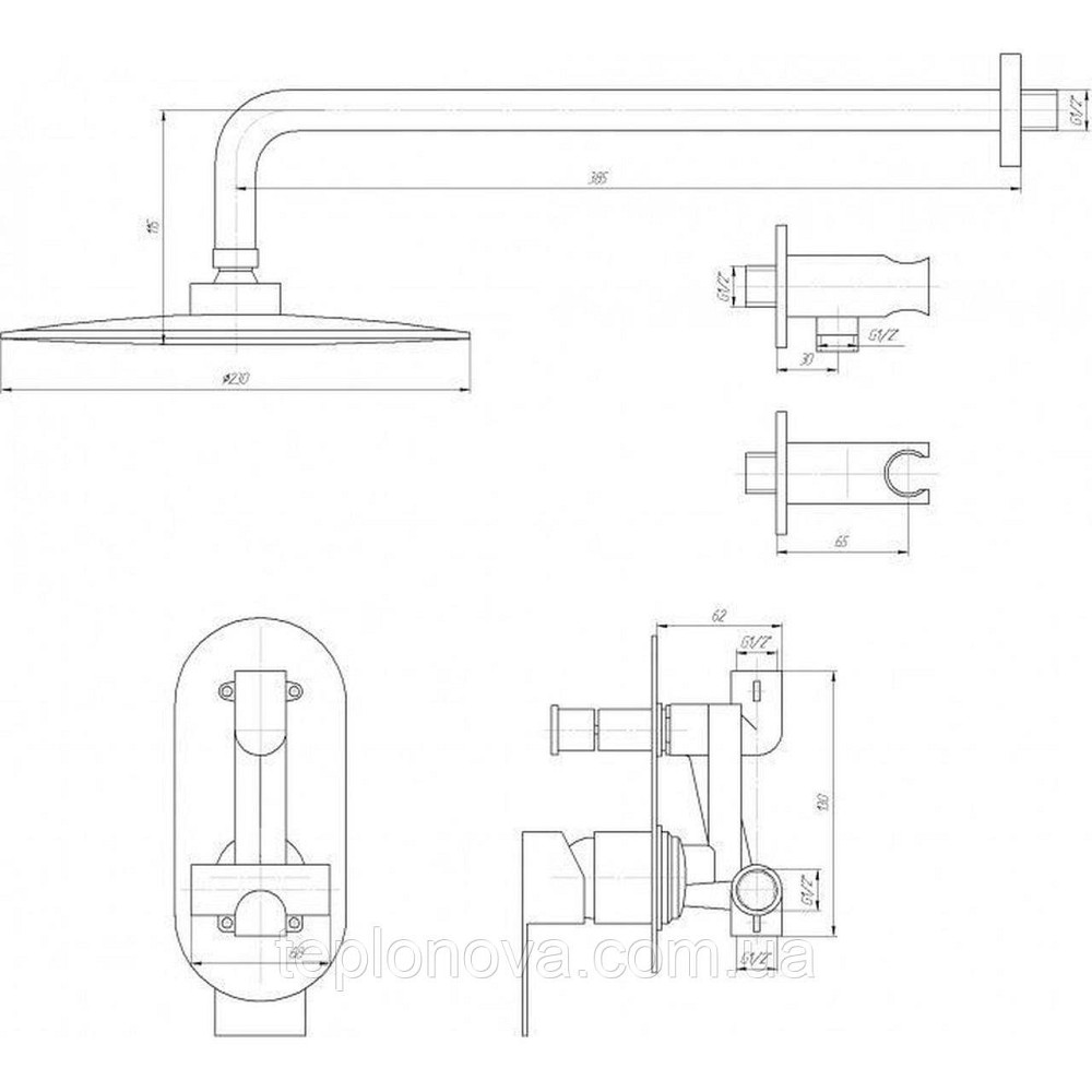 Змішувач для душу вбудований TOPAZ BARTS TBG 07205-G-H36 Чернівці - фото 7