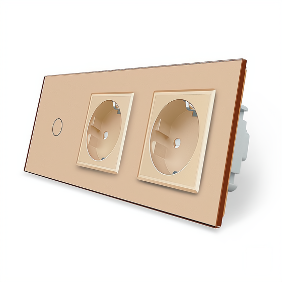 LIVOLO Розумний сенсорний ZigBee вимикач 1 сенсор 2 розетки Livolo золото скло (VL-C701Z/C7C2EU Коломия