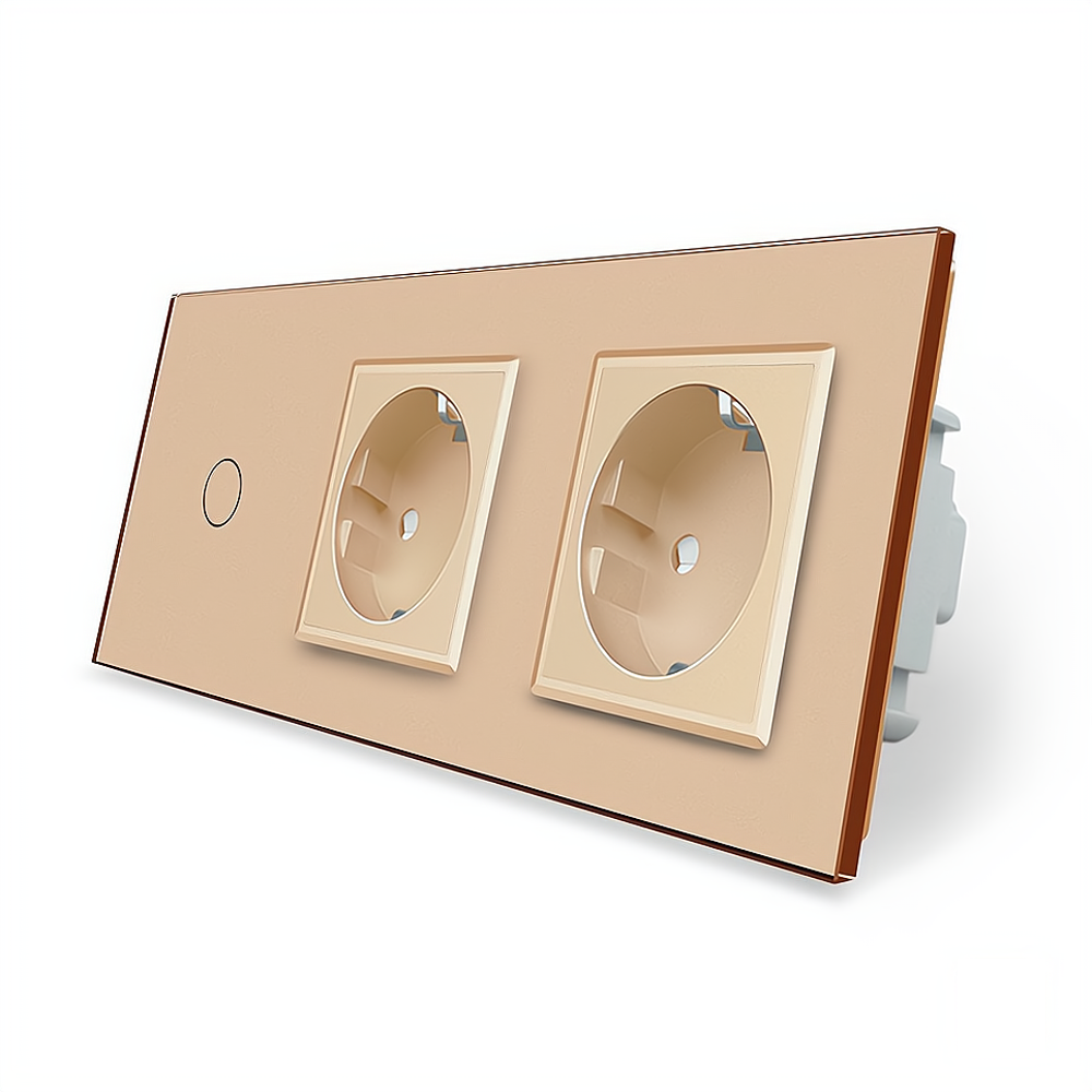 LIVOLO Розумний сенсорний ZigBee вимикач 1 сенсор 2 розетки Livolo золото скло (VL-C701Z/C7C2EU Коломия - фото 5