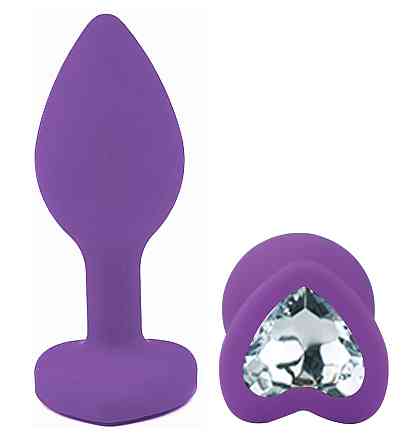 Силиконовая анальная пробка EGZO - Silicone Violet Heart Plug Clear, size S Sex Aura Киев