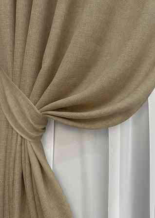 Комплект готовых штор VR-Textil Лен Мешковина № 673ш Капучино 150х275 см 2 шт (30-451) Киев