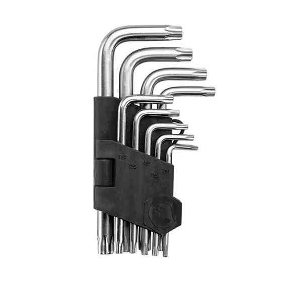 Набір ключів Г-подібних TORX, 9 шт., Т10-Т50, Cr-V INTERTOOL HT-0607 Київ