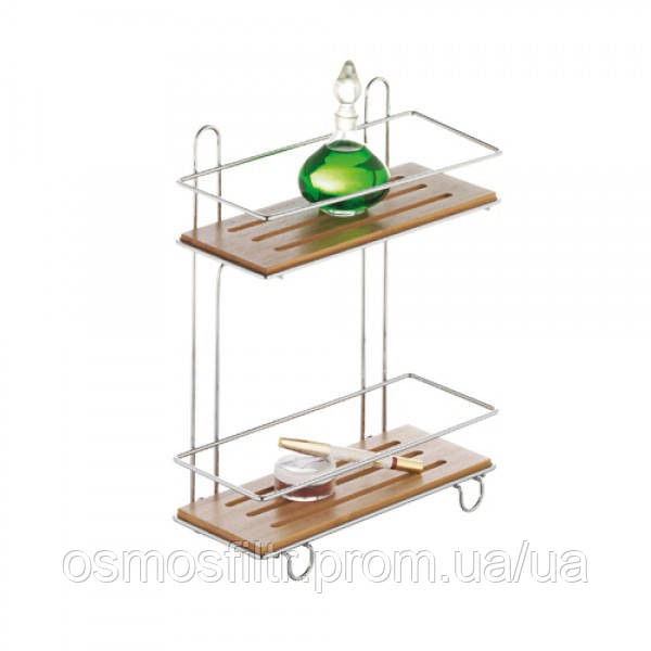 Полка Axentia Боня двухярусная хром сталь бамбук 26.5x13x34 см (282091) Киев - изображение 1