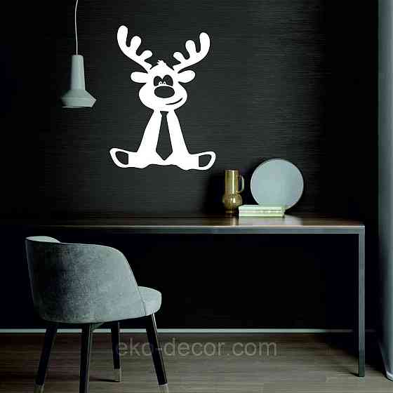 Декоративное настенное Панно «Олень», Декор на стену 50*30 см, Белый Киев