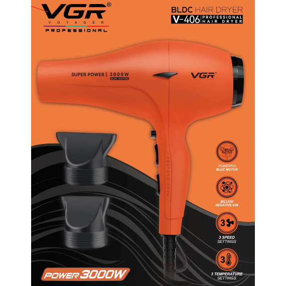 Фен VGR V-406 ORANGE BU-60 Львов - изображение 3