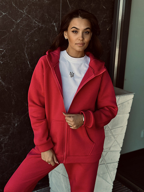 Жіночий теплий костюм на флісі Червоний 50/52 Харків - фото 4