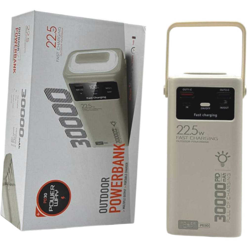 Повербанк Power Way PD-30 30 000 mAh PD 20W + QC 22.5W Белый Днепр - изображение 3
