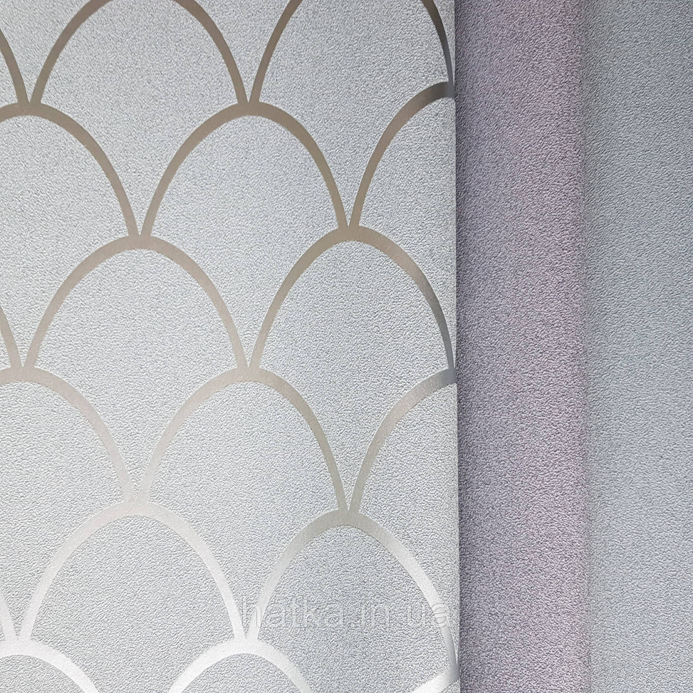 Шпалери вінілові на флізелін Marburg New Spirit Schoner Wohnen геометрія напівкола срібло на сіро-зеленому Київ - фото 2