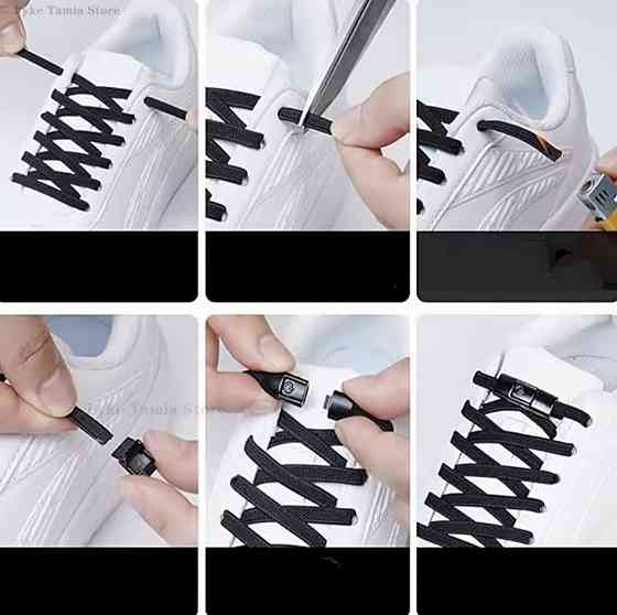 Эластичные шнурки без завязок с металлическими застежками в цвет Темно-синий Смела