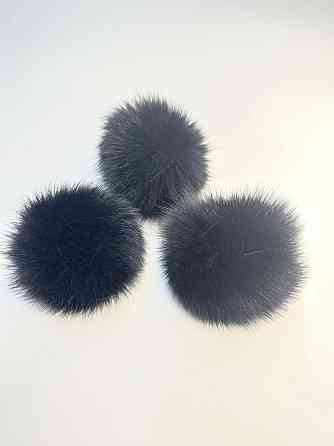 Помпони з натурального хутра песця на шапку 10-12см Чорний Харків