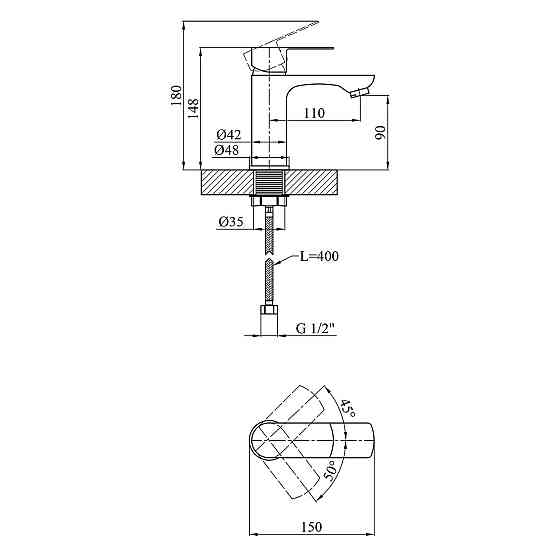 Змішувач для раковини Kroner KRM Main - C010 Київ