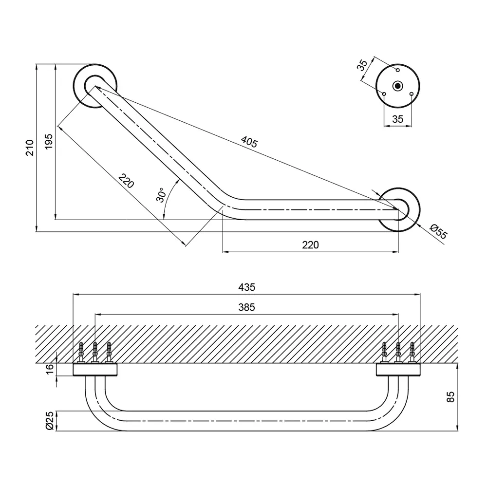 Поручень Lidz Oreo 0302 вигнутий LDORE0302CRM22319 Chrome Київ - фото 2
