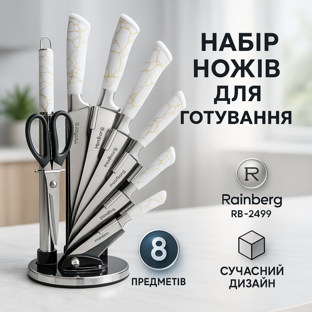 Набор кухонных ножей премиум, Набор кулинарных ножей со стильным дизайном OJ-60 Львов - изображение 11