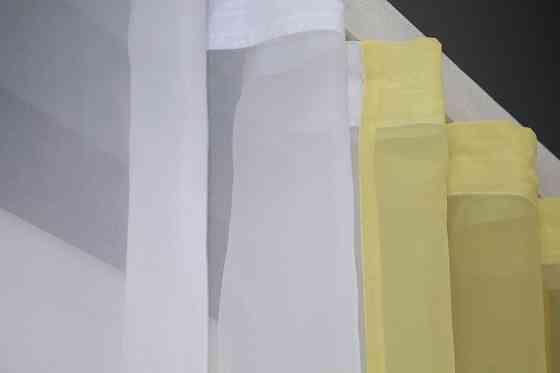 Кухонні штори VR-Textil № 017к комбіновані з підв'язками жовтий з білим 265х170 см (50-081) Киев