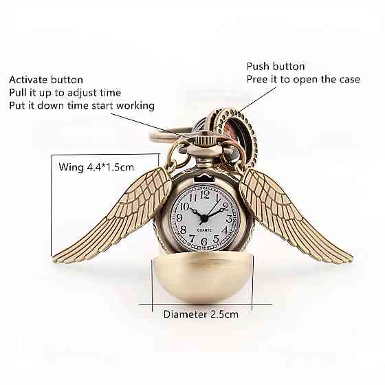 Часы-брелок Снитч RESTEQ — кварцевые часы в форме золотого снитча из Гарри Поттера, стильный аксессуар для поклонников волшебного Киев