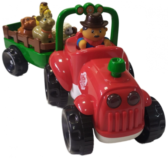 Трактор музичний Limo Toy з причепом звуки підсвічування 4 фігурки 36см Червоний (M 5572 UA) Чернигов