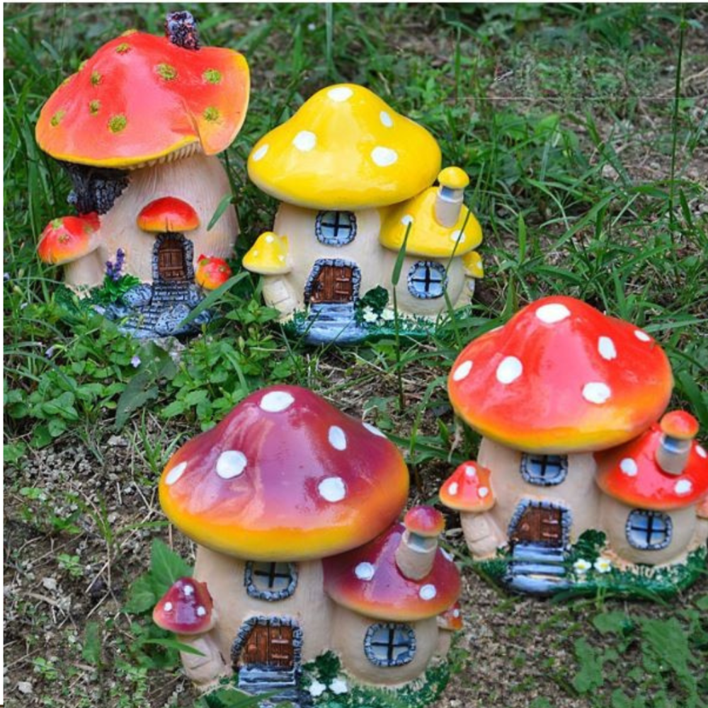 Садовый Гриб-Домик из полистоуна 10 х 9.5 х 8 см Гриб- будиночок. Жовтий Одесса - изображение 3