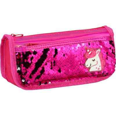 Пенал Cool For School 2 отделения с пайетками и аппликацией Красно-розовый (CF5949-rose) Винница
