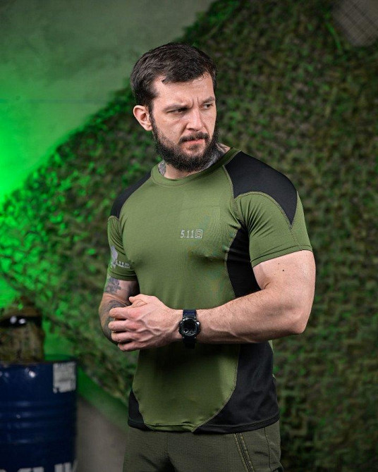 Тактическая футболка  5.11 oliva/black ПП7651 Одесса - изображение 2