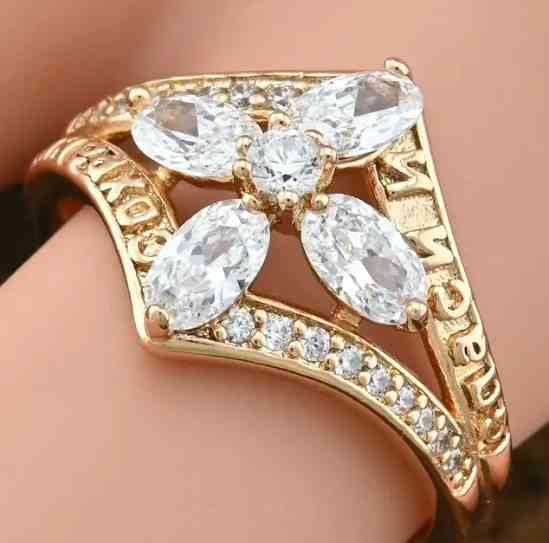 Кольцо Xuping 14272, 18 размер (ширина 13мм), белые фианиты, позолота РО Киев