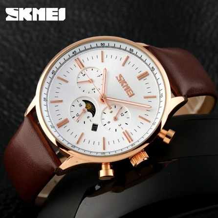 Мужские классичесие часы Skmei 9117 White Gold Винница - изображение 8