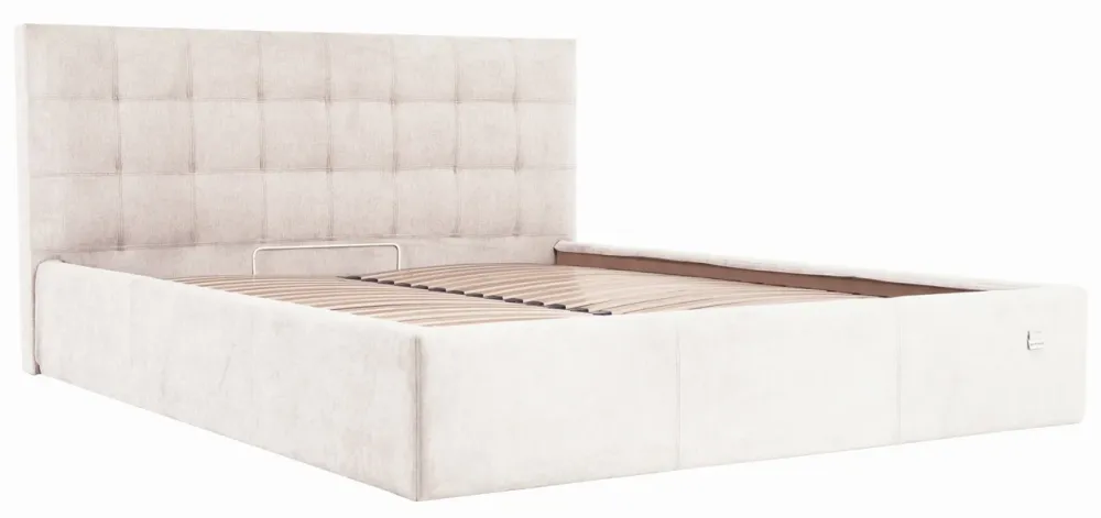 Кровать Двуспальная Chester New Comfort 160 х 190 см Мисти Milk С подъемным механизмом и нишей для белья Бежевый Киев - изображение 1