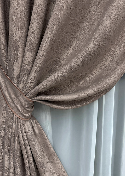 Комплект штор на люверсах VR-Textil Жакард Sultan YL № 1669ш Какао 150х250 см 2 шт (37-0184) Київ - фото 5
