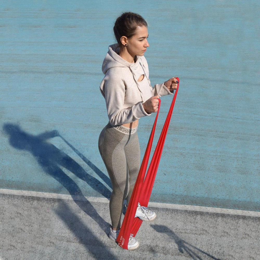 Стрічка-еспандер для спорту та реабілітації Power System PS-4122 Flat Stretch Band Level 2 Red (9-11кг.) Кам'янське - фото 8