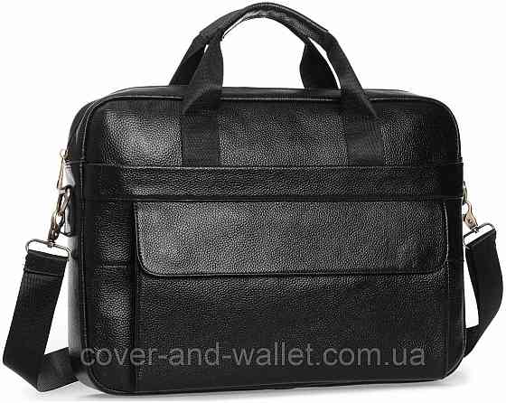 Мужская кожаная деловая сумка для ноутбука черного цвета ST Leather Киев